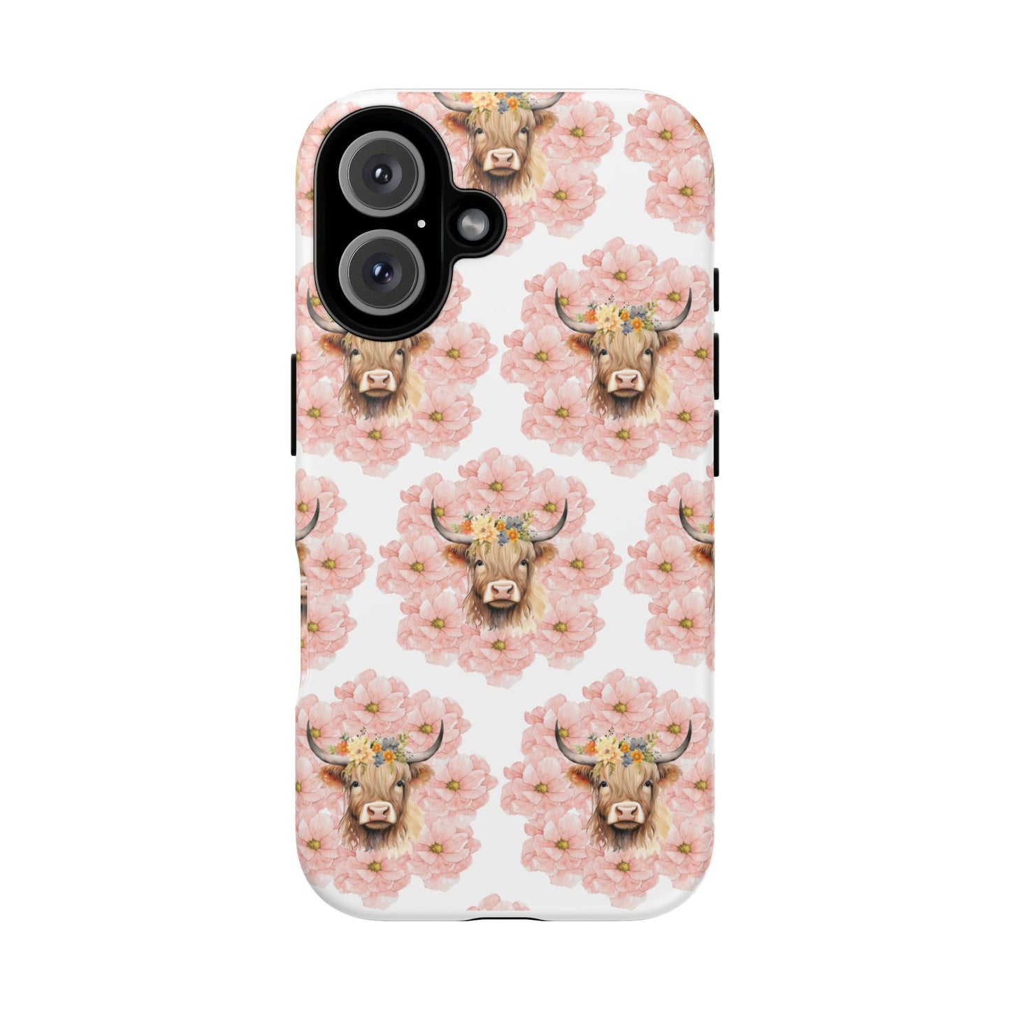 Floral Cow Phone Case - Tough Cases for Animal Lovers