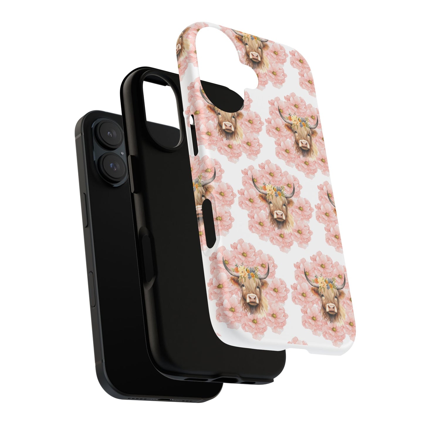 Floral Cow Phone Case - Tough Cases for Animal Lovers