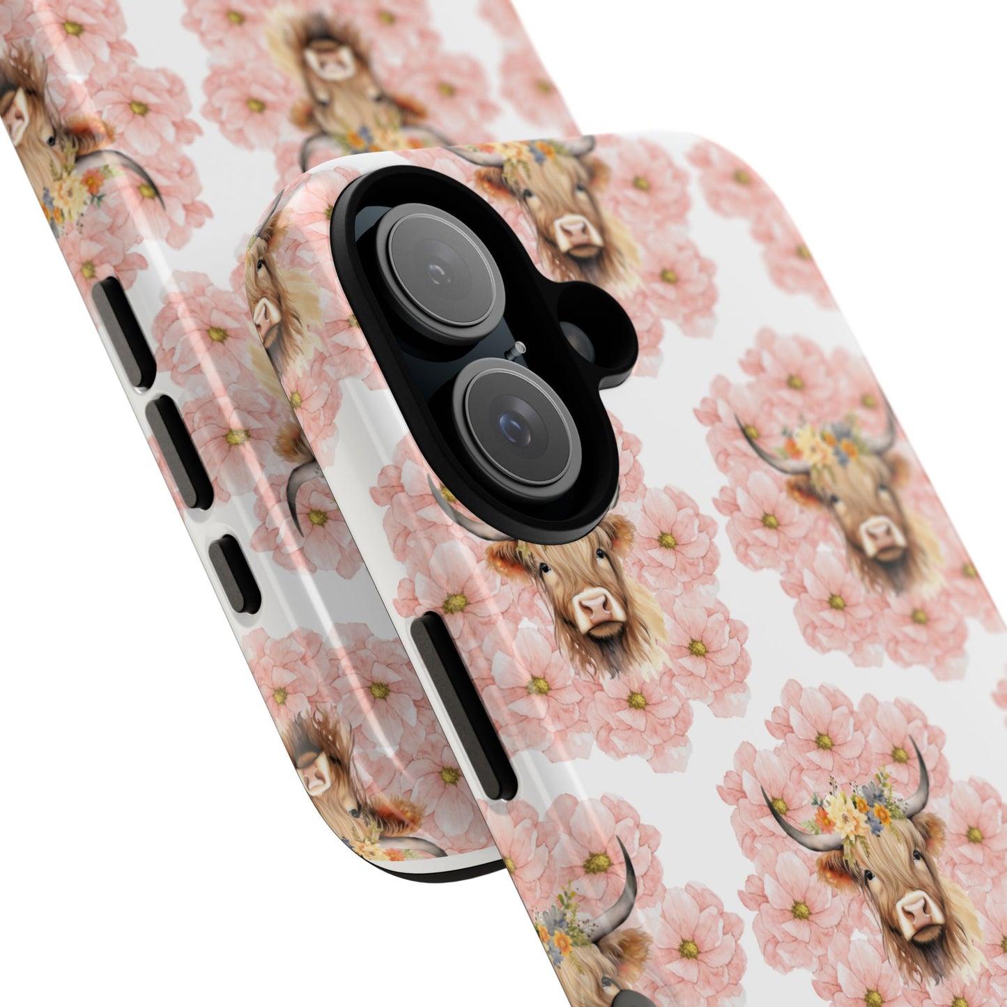Floral Cow Phone Case - Tough Cases for Animal Lovers