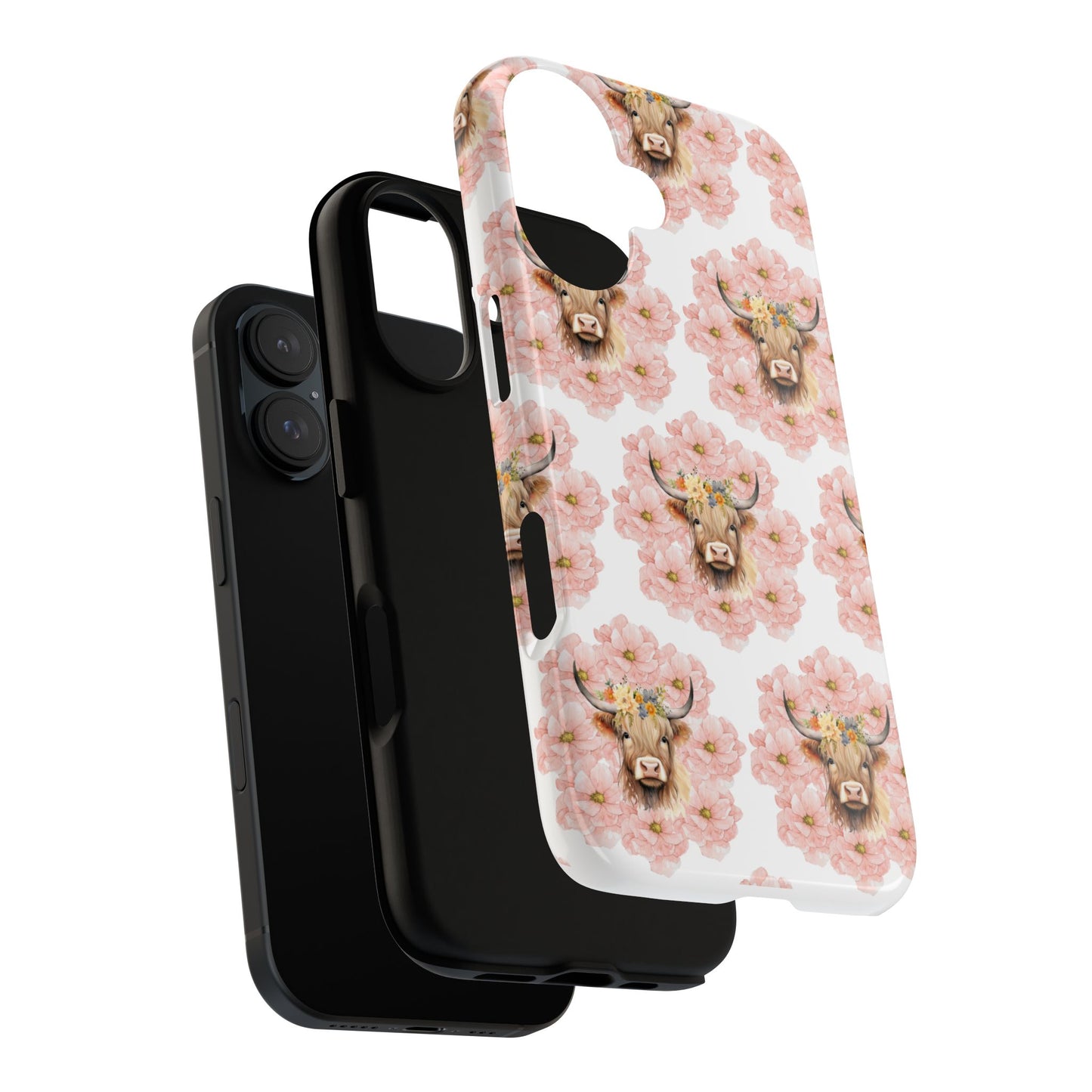 Floral Cow Phone Case - Tough Cases for Animal Lovers