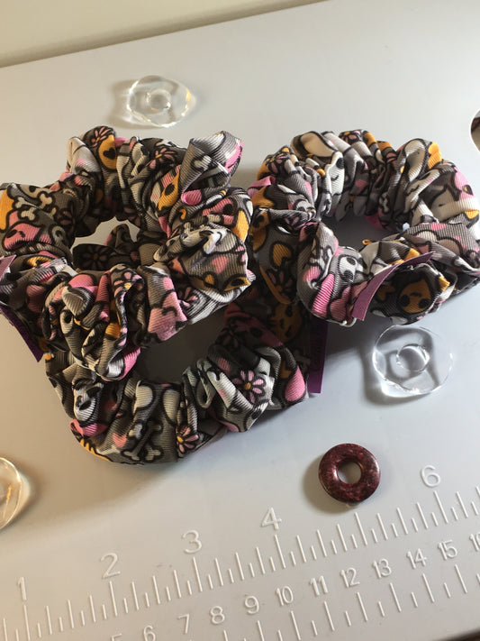 “Bunny Bones Scrunchy – Gray Kawaii Bunny & Bones Hair Tie”